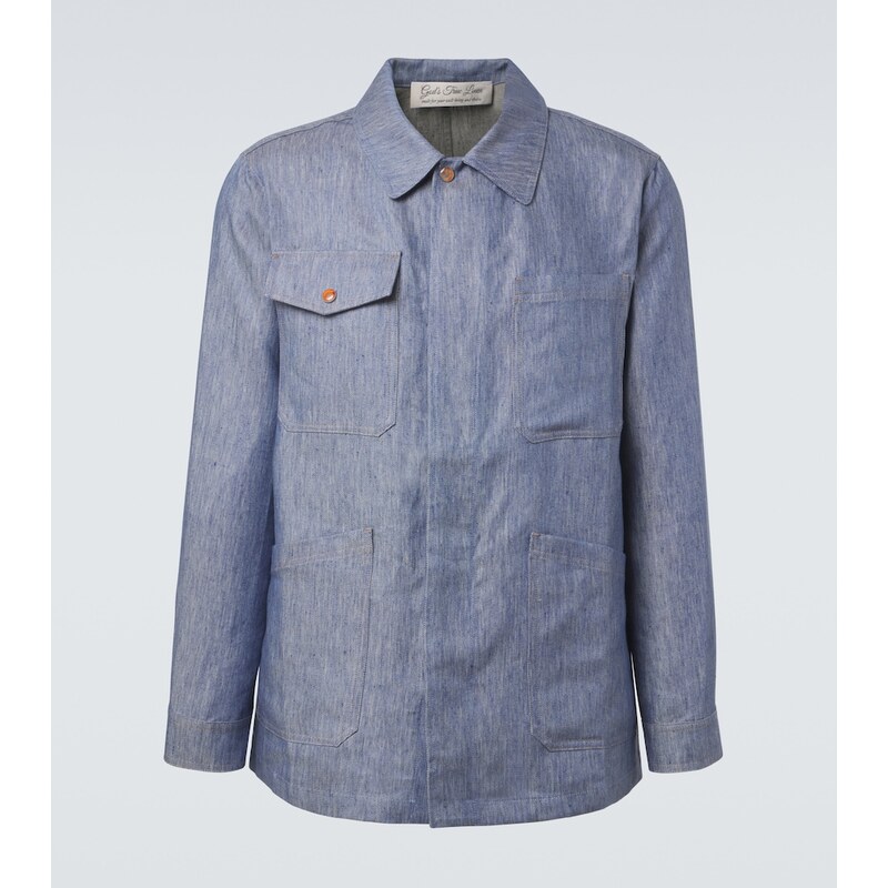 Gods True Cashmere Linen denim jacket with carnelian