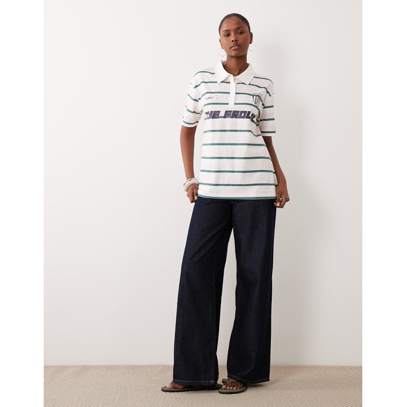 The Frolic exclusive collared graphic front football jersey t