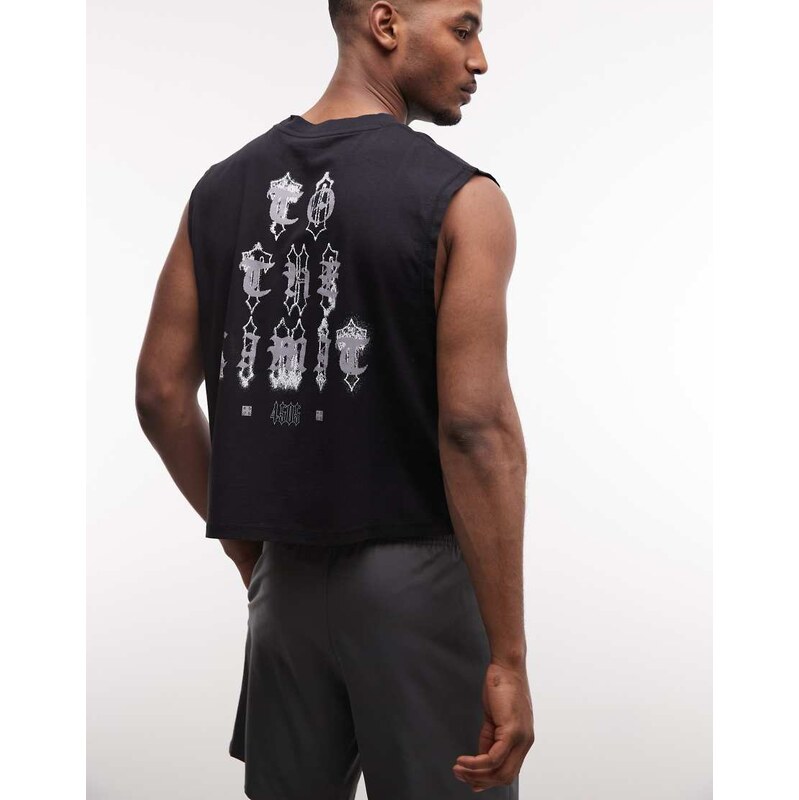 4505 heavyweight quick dry cropped cotton tank with back graphic in 115535938
