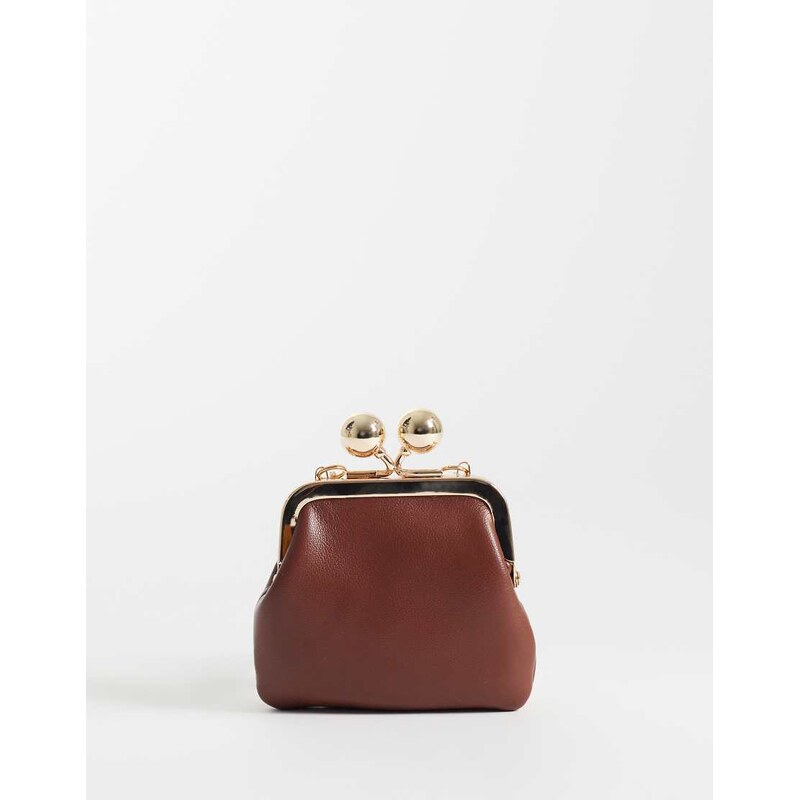 ASOS DESIGN charm pouch in tan-Brown