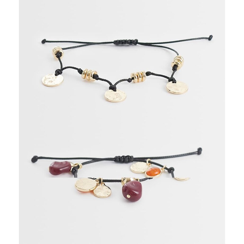 Reclaimed Vintage anklet 2 pack with amber and gold detail-Multi 115535827
