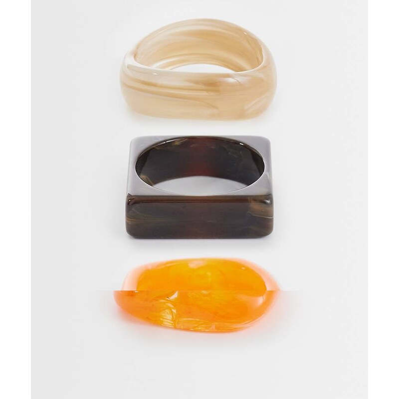 Reclaimed Vintage resin 3 pack bangle in orange-Multi 115535829