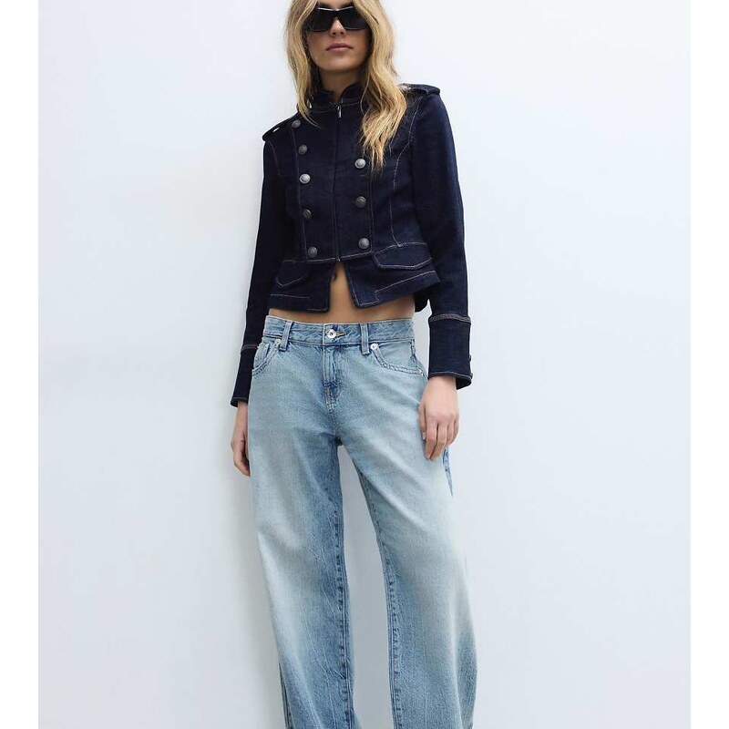 Stradivarius Tall Low-rise straight jeans with studded pockets