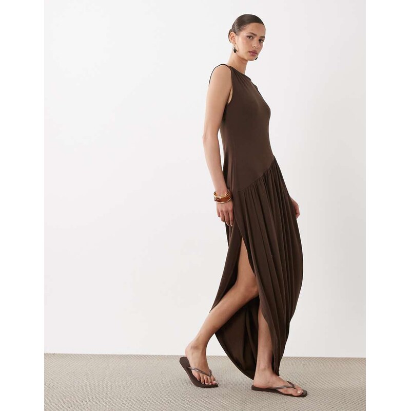 ASOS DESIGN soft touch jersey drape detail midi dress in