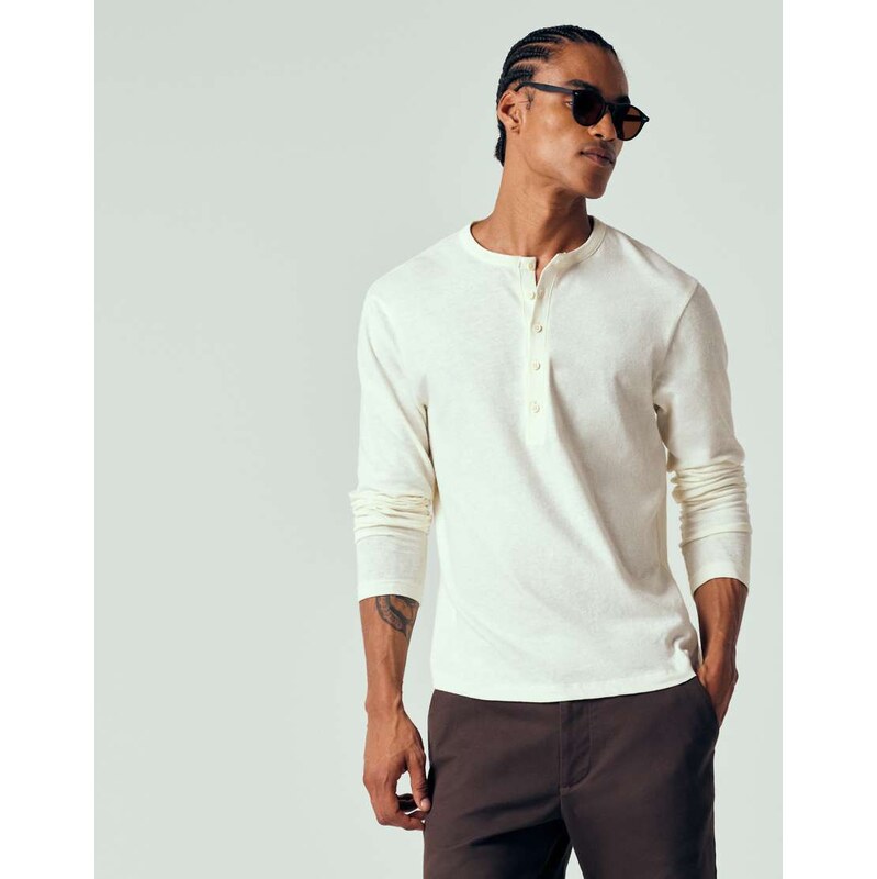 ASOS DESIGN regular fit long sleeve t-shirt with henley neck in