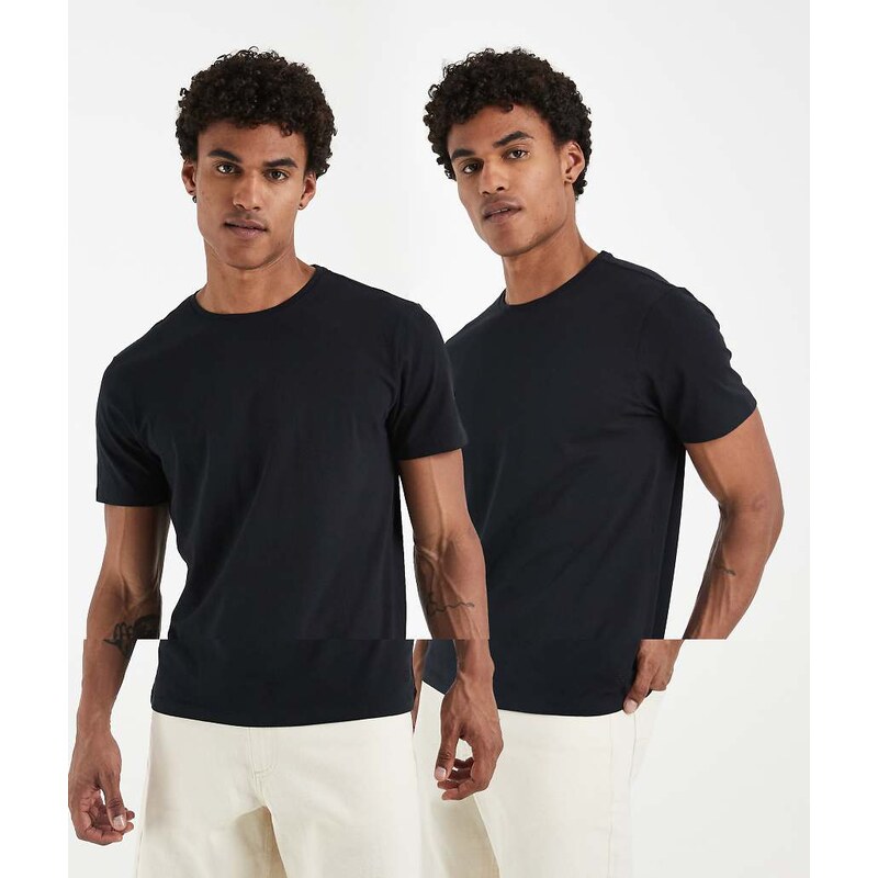 BLEND 2 pack cotton-rich slim fit crew neck t-shirts in black
