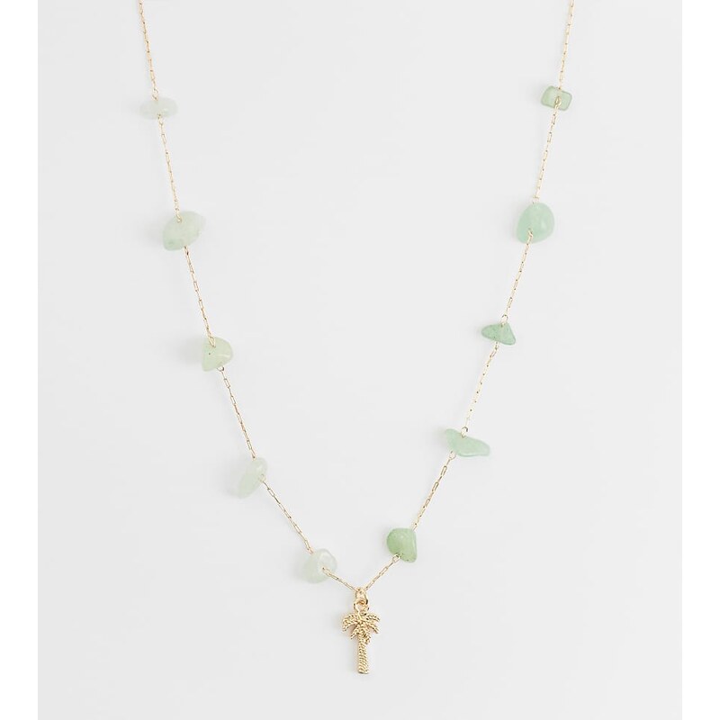 ASOS Curve ASOS DESIGN curve necklace with green semi-precious 115535897