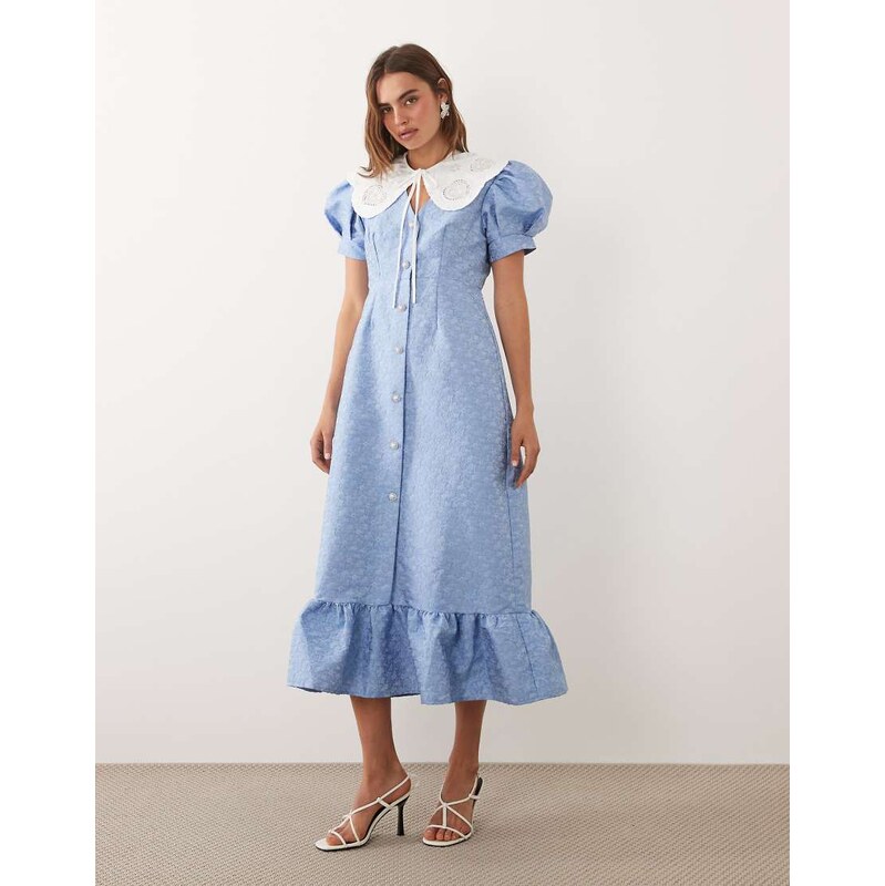 Sister Jane Alice jacquard frill hem midi dress with removable lace 115535903