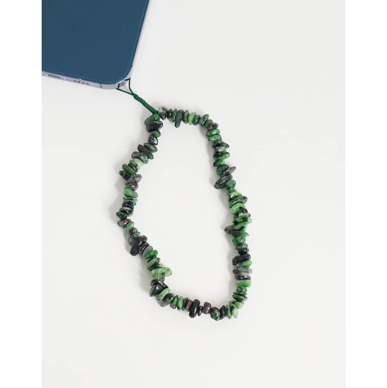 ASOS DESIGN phone charm with semi-precious chippings-Multi