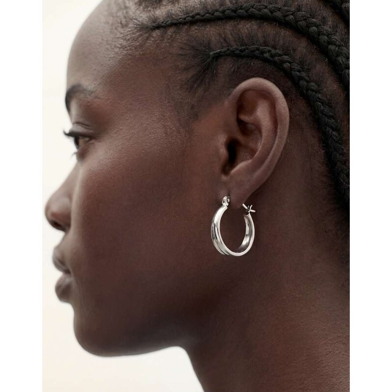 ASOS DESIGN everyday hoop earrings with double loop design in