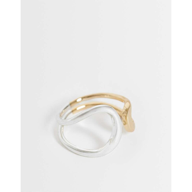 ASOS DESIGN ring in mixed silver and gold tone-Multi 115535924