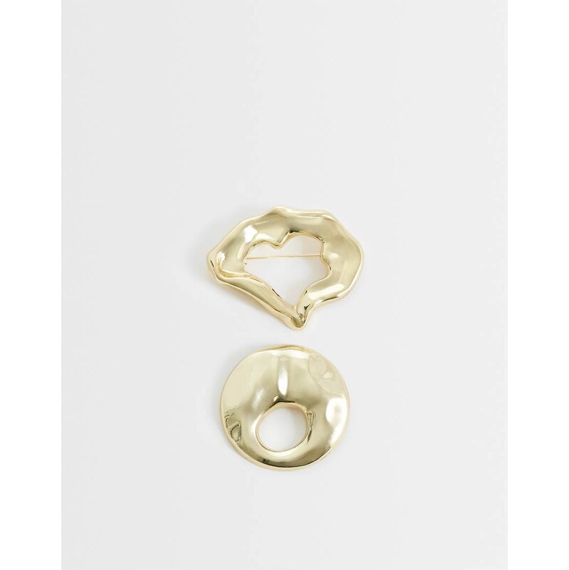 ASOS DESIGN pack of 2 abstract brooches in mixed gold tone 115535942