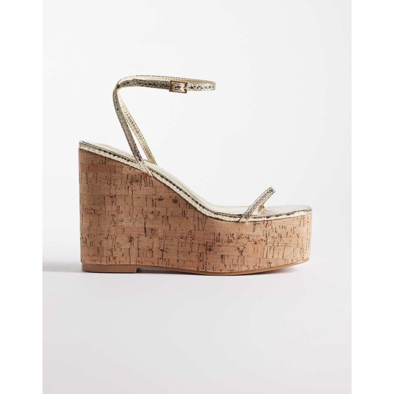 SIMMI Shoes Simmi London Kitty high heeled wedges in gold 115634238