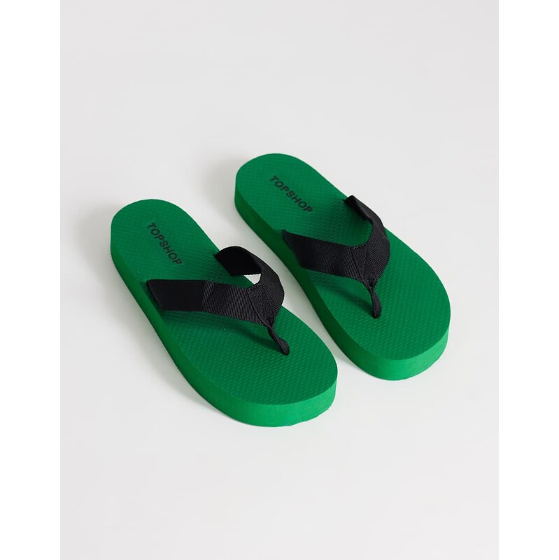 Topshop Molly toe thong sandal in green and black 115679047