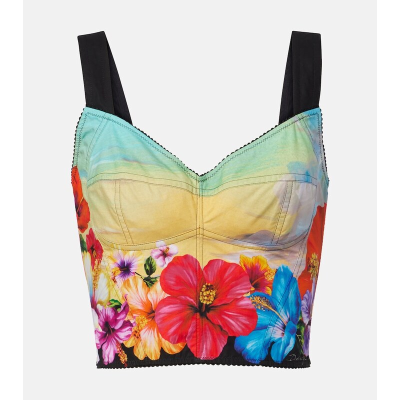 Dolce&Gabbana Printed cotton-blend bustier
