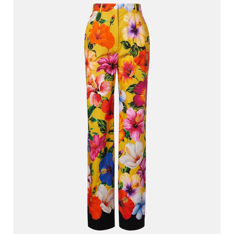 Dolce&Gabbana Floral cotton wide-leg pants