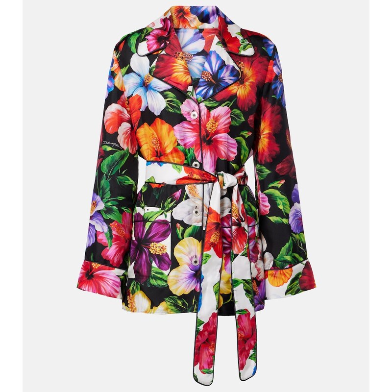 Dolce&Gabbana Belted floral silk shirt