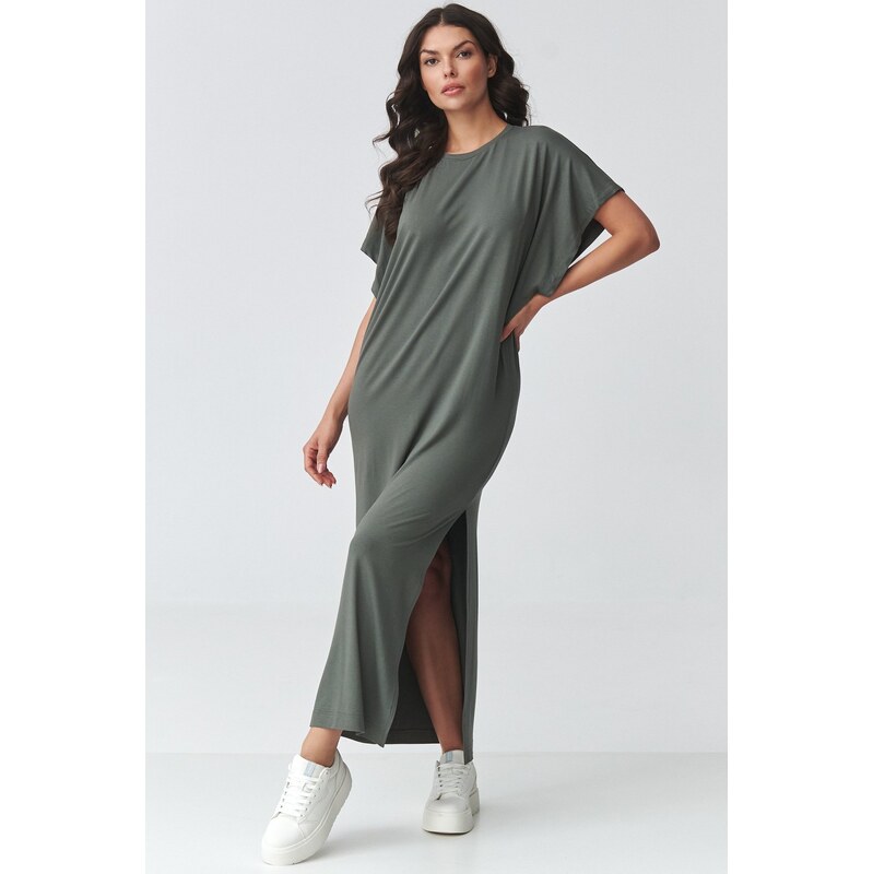 Makadamia dlouhé šaty M927 - khaki