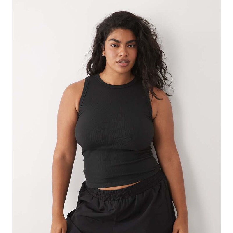 4505 Curve seamless lightweight rib 90s racer vest in black 115538911
