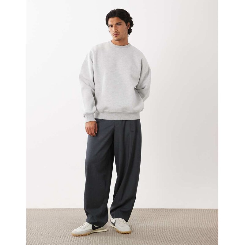 ASOS DESIGN extreme oversized sweatshirt in scuba-style fabric in ice marl-Grey
