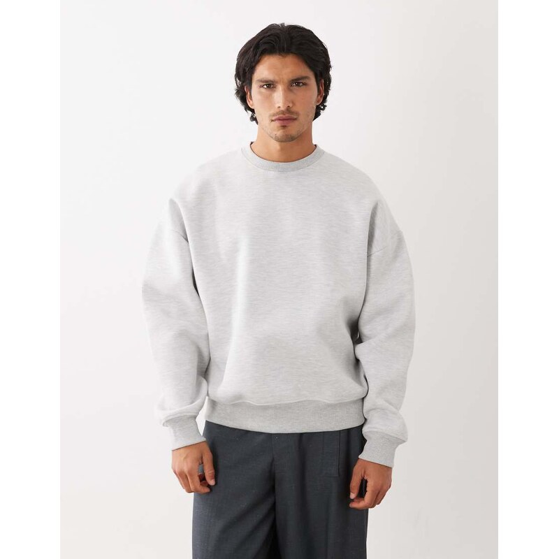 ASOS DESIGN extreme oversized sweatshirt in scuba-style fabric in ice marl-Grey