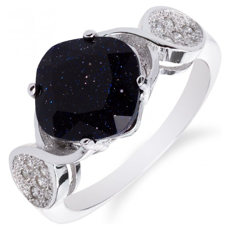 Meucci Stříbrný prsten s černým onyxem a zirkony