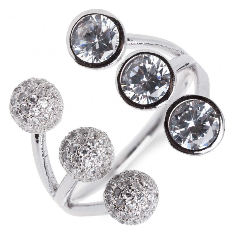 Meucci Stylový stříbrný prsten s velkými a malými zirkony