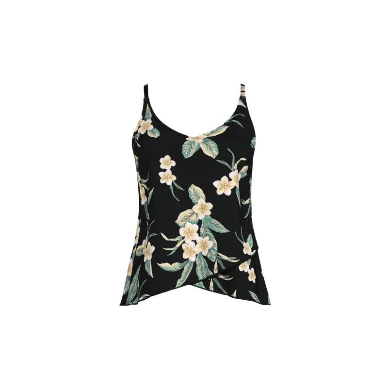 Tulip Hem Tankini Top, Women, size: 8, regular, Black, Nylon-blend, by 115539946