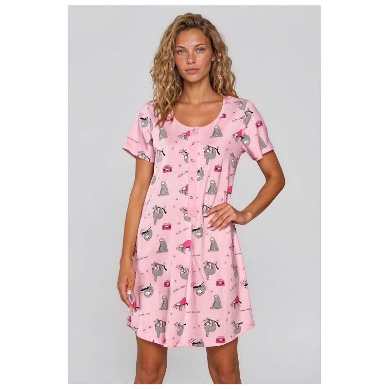 Italian Fashion Dámská noční košile Orso s lenochody růžová 59734998