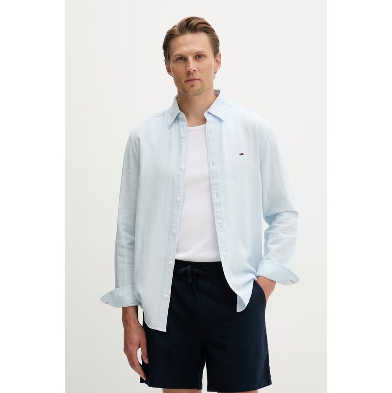 Tommy Jeans košile pánská se lnem