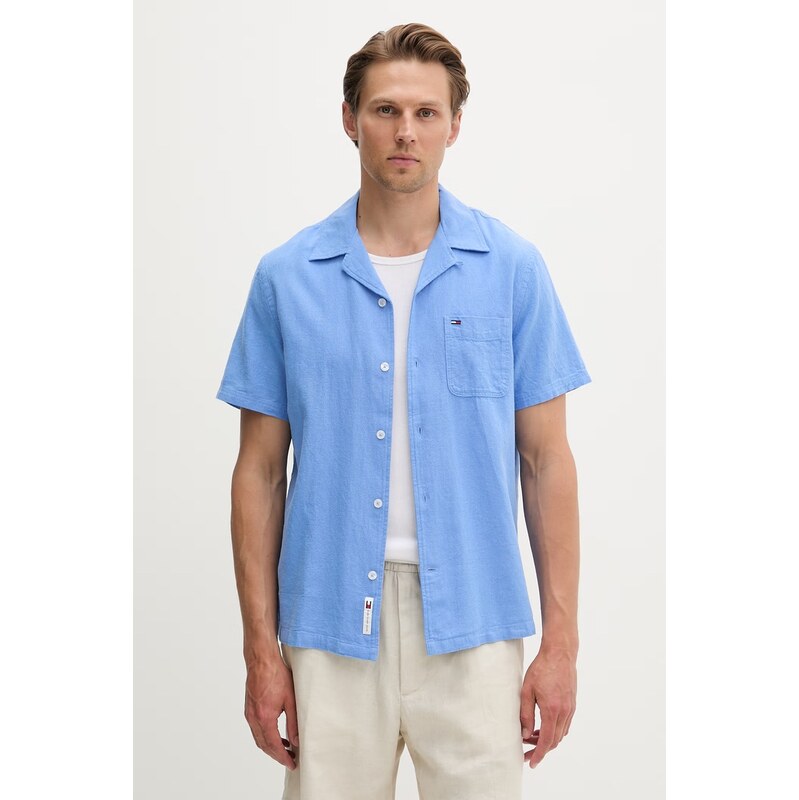 Tommy Jeans košile pánská se lnem