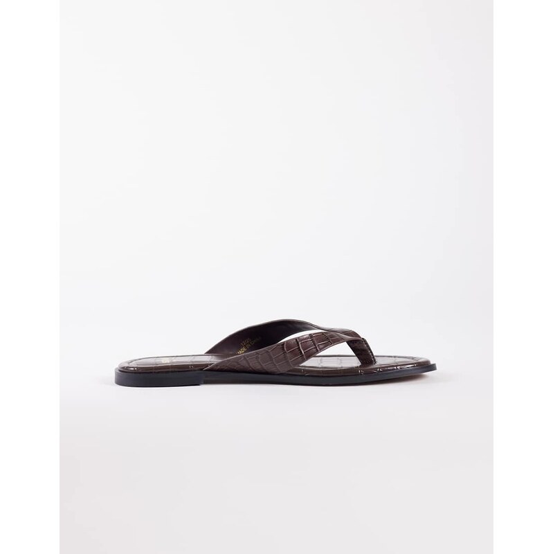 Schuh Thailand flip flop in choc croc leather-Brown 115681895