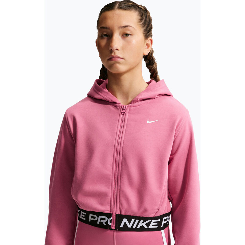Dětská mikina Nike Pro Fleece Dri-Fit Full-Zip peony/peony/black