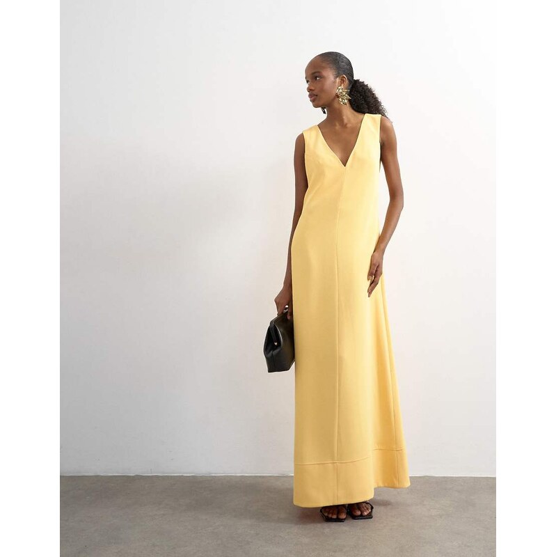 Topshop v neck low armhole clean maxi dress with deep hem in