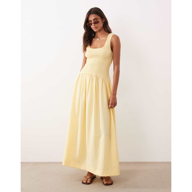 ASOS DESIGN crinkle scoop neck maxi sundress with shirred waist