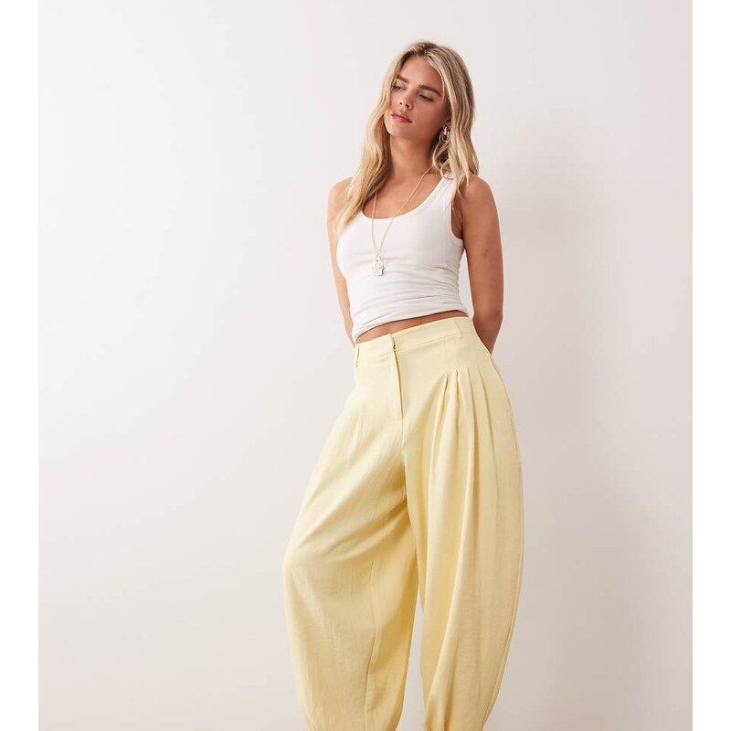 Miss Selfridge Petite tailored balloon trouser in buttermilk