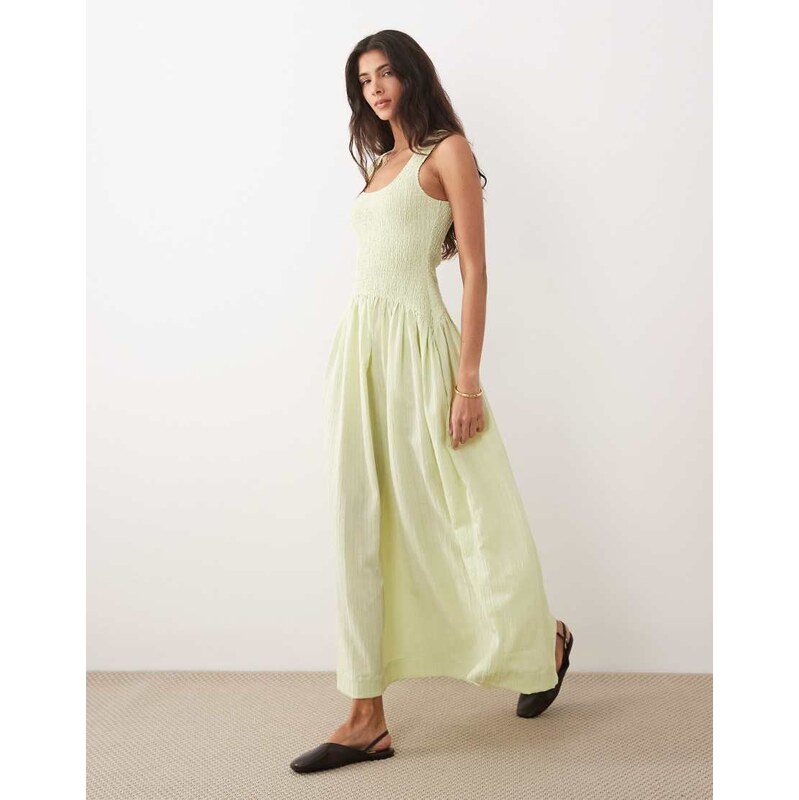 ASOS DESIGN crinkle scoop neck maxi sundress with shirred waist