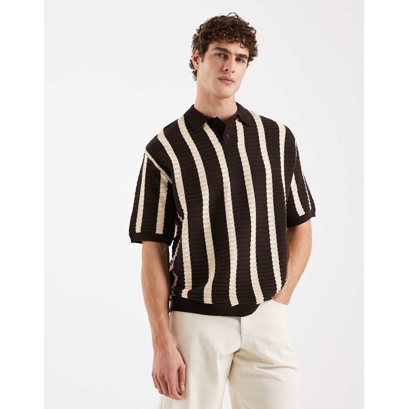 Redefined Rebel Pau boxy fit short sleeve knit polo shirt with
