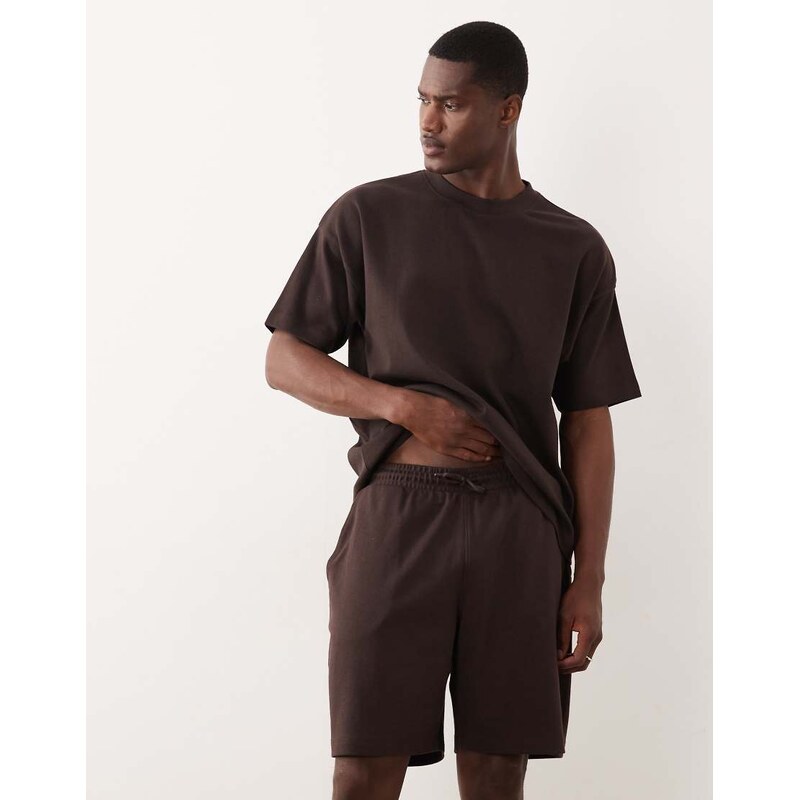 New Look co-ord side panel jersey short in brown