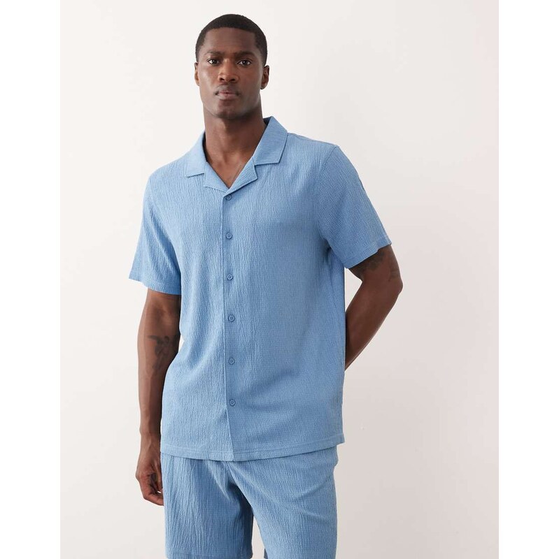 New Look co-ord crinkle shirt in light blue