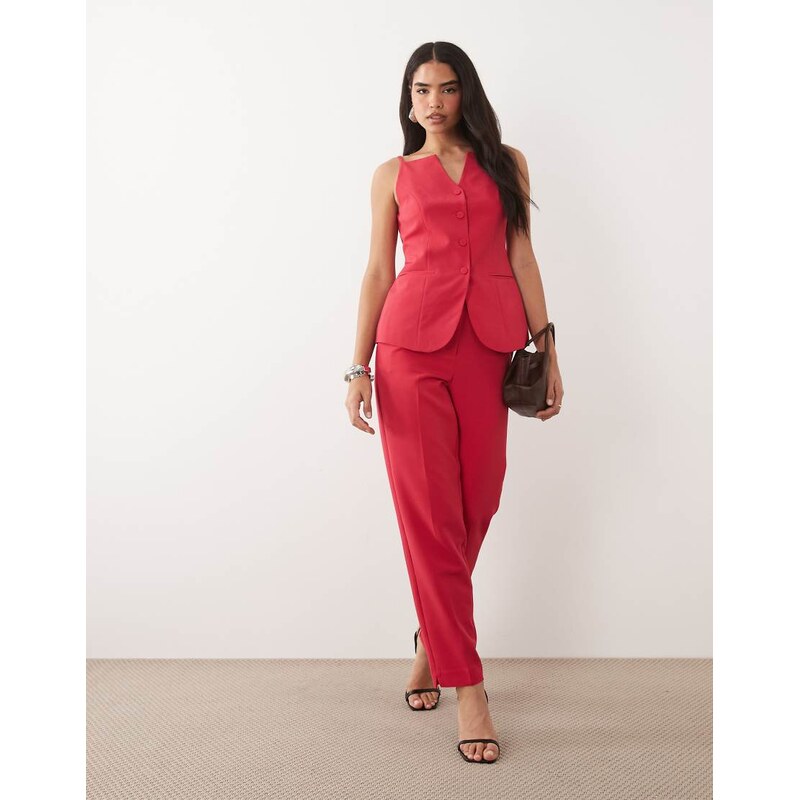 Vila tailored high waist trousers co-ord in bright pink 115541748