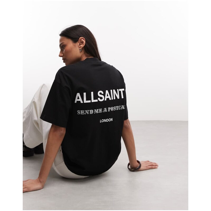 AllSaints Dreamer Etta short skeeve logo t-shirt in black