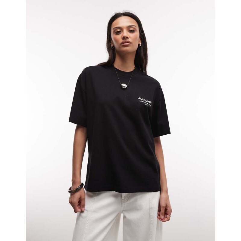 AllSaints Dreamer Etta short skeeve logo t-shirt in black