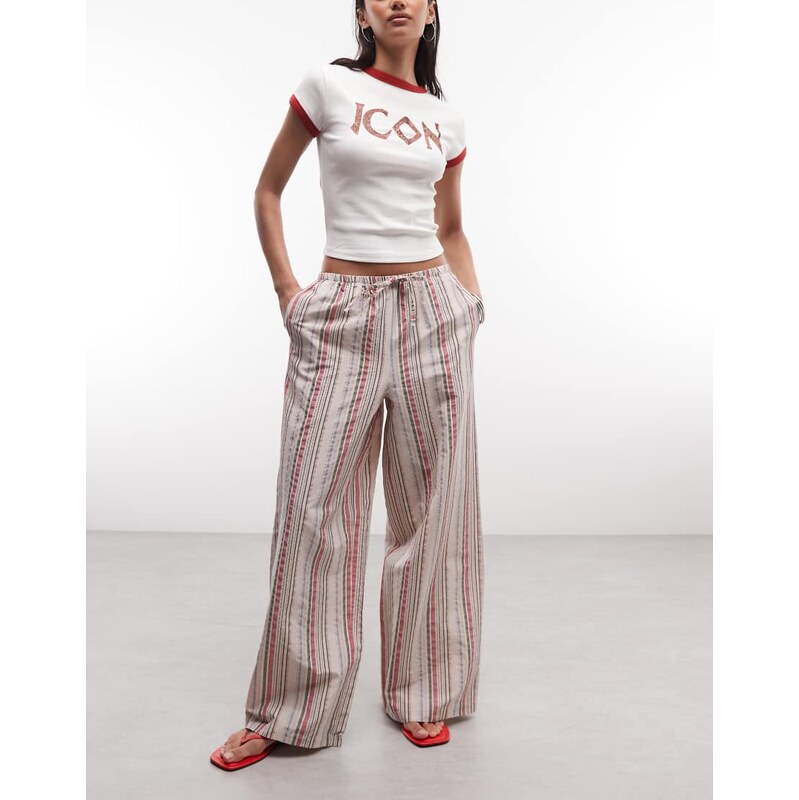 Reclaimed Vintage relaxed trousers in pink green stripe