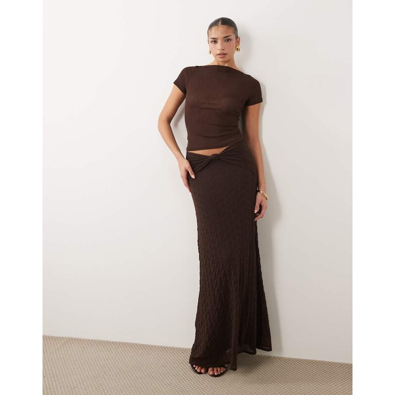 ASOS DESIGN co-ord textured ruffle maxi skirt with split in
