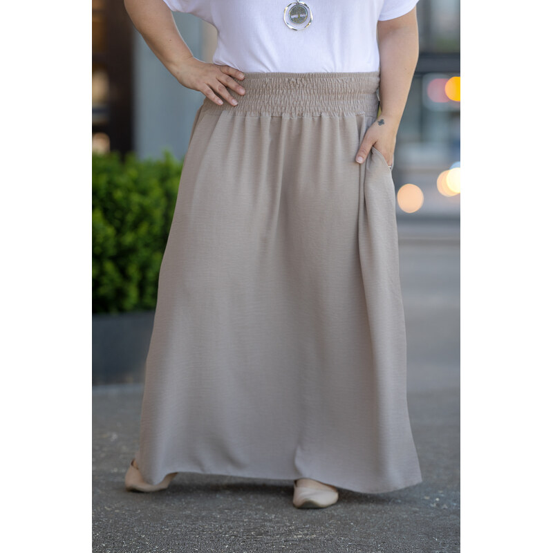 Italy fashion Vzdušná sukně DROP Barva: Latte, Velikost: UNI: L-3XL 115543302