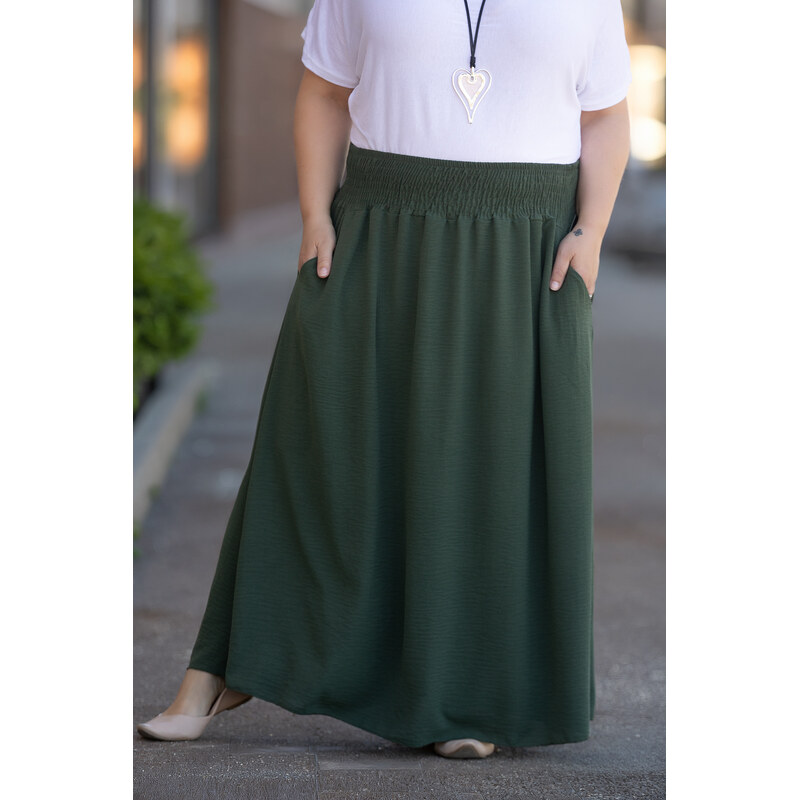 Italy fashion Vzdušná sukně DROP Barva: Khaki, Velikost: UNI: L-3XL 115543310