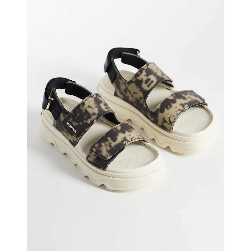 Sorel Kinetic sunchase ankle strap sandal in black and cream-White 115545778