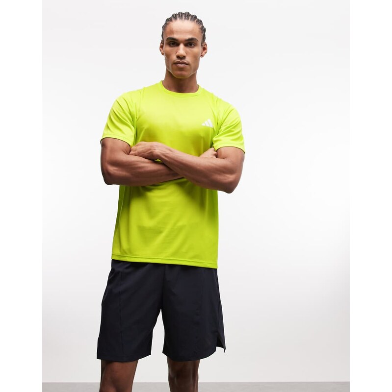 adidas performance adidas Training Essentials 3 stripe t-shirt in green