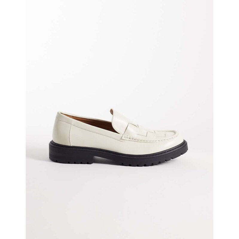 SEQWL Pier chunky loafer with woven upper in off white